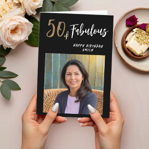 Cartão Moderno 50 e Fabuloso Foto Aniversário de 50 anos