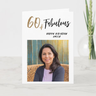 Cartão Moderno 60 e Fabuloso Foto Aniversário de 60 anos