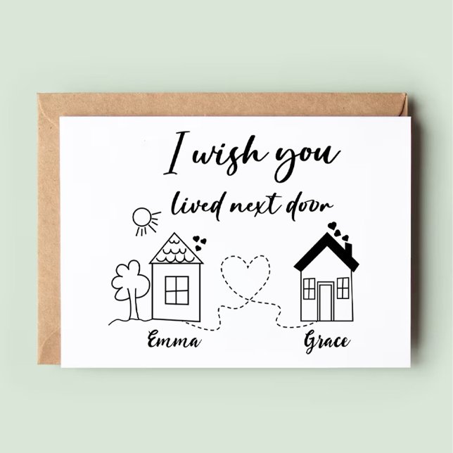 Cartão Moderno de Amizade de Longa Distância Melho (Long Distance Best Friends Friendship Trendy Card)