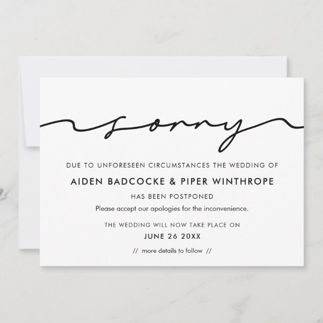 Cartão moderno de atualização de casamento manuscr (Frente)