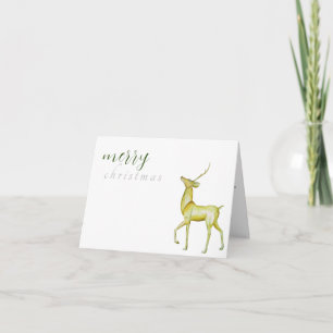 Cartão Moderno Minimalista Feliz Natal Rena Dourada