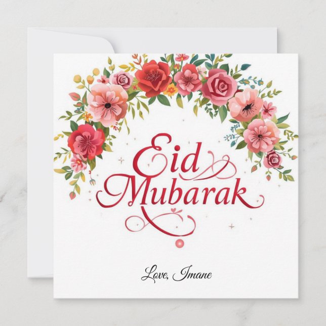 Cartão Moderno Personalizado de Eid Mubarak (Frente)