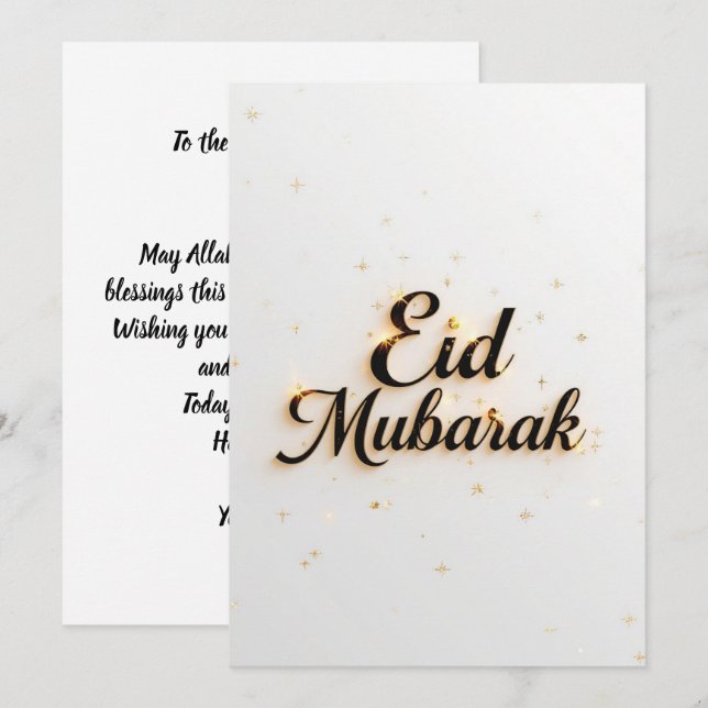 Cartão moderno personalizado Eid mubarak (Frente/Verso)