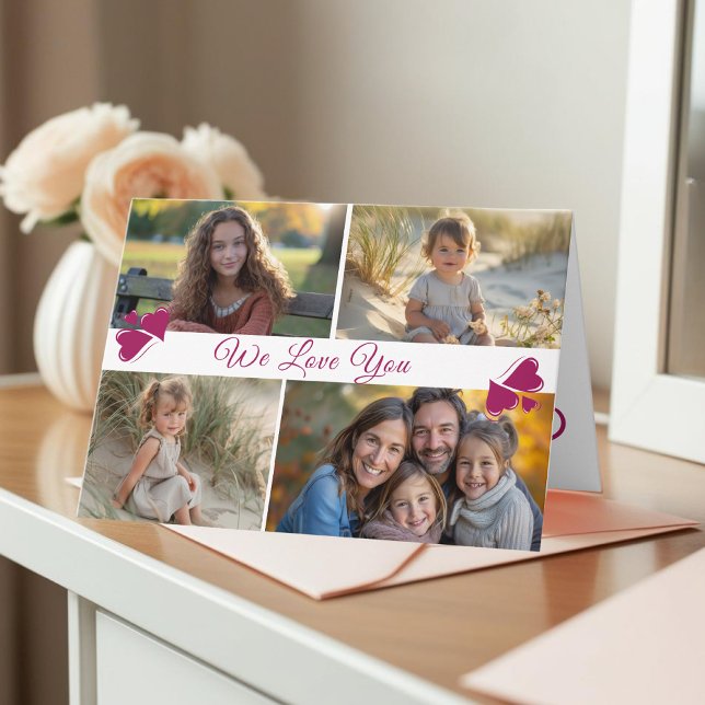 Cartão Moderno Script Quatro Fotos Dia das Mães (Criador carregado)