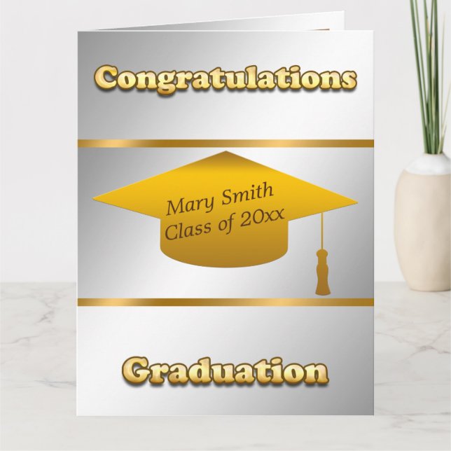 Cartão Moderno simples Personalizar prata Dourada (Frente)