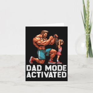 Cartão Modo de pai Ativado Dia de os pais Gym Workout Bod