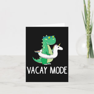 Cartão Modo Férias Camiseta Dinossauro Fofo Família Féria