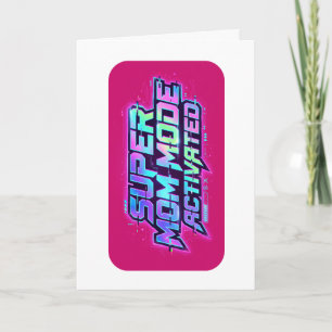 Cartão Modo Super Mãe Ativado Texto Retro Glitch