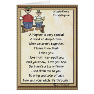 Cartão Moeda de um centavo Cartão-Sobrinho-Afortunada da