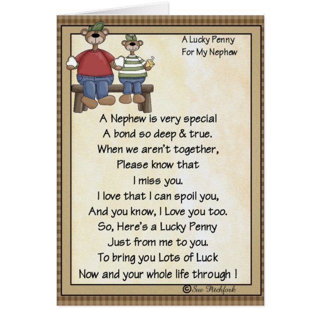 Cartão Moeda de um centavo Cartão-Sobrinho-Afortunada da (Frente)