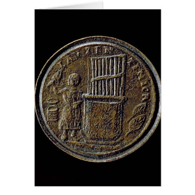 Cartão Moeda romana que descreve um órgão (Frente)