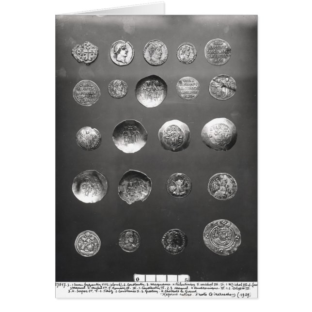 Cartão Moedas bizantinas, romanas e de Sassanian (Frente)