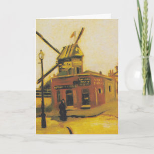 Cartão Moinho de Vento de Paris de Van Gogh Vintage Pintu