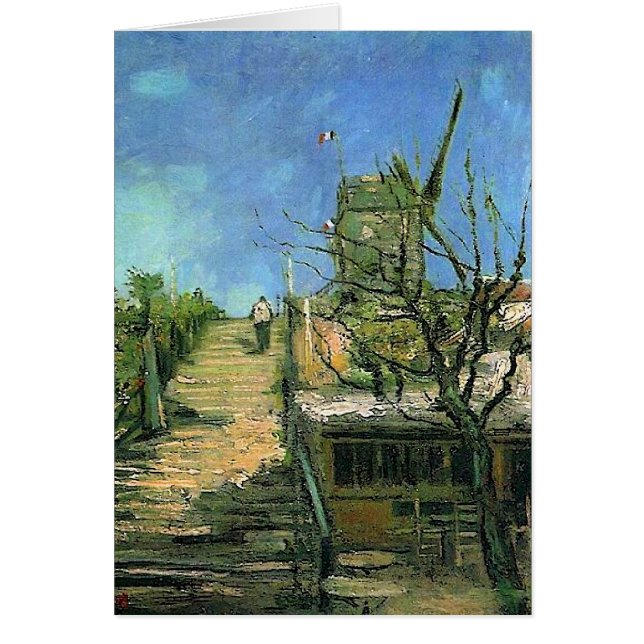 Cartão Moinho de vento em Montmartre (F271) Van Gogh Fine (Frente)