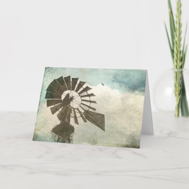Cartão Moinho de vento no céu (Frente)