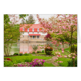 Cartão Moinho no primavera com lagoa