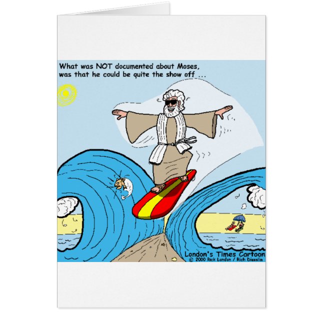 Cartão Moisés Surfs Camisetas Engraçadas De Cartoons Ofer (Frente)