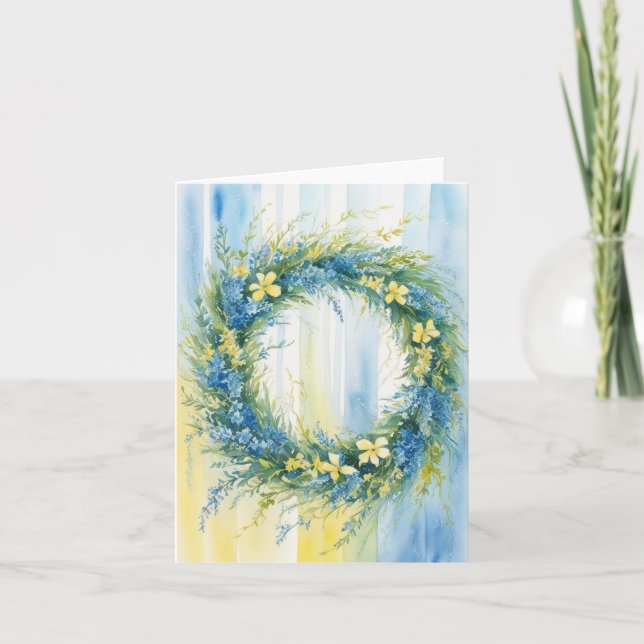 Cartão Molas Aquáticas Manuscritas Cores na Ucrânia (Frente)