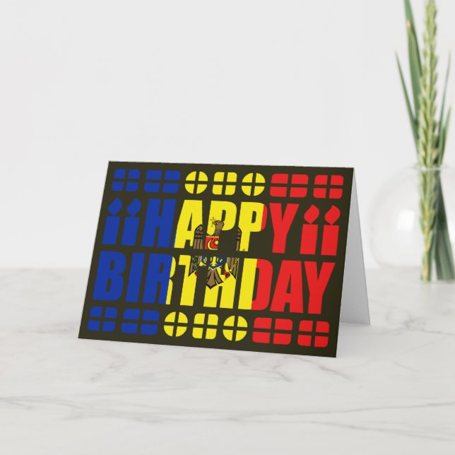 Cartão Moldova Flag Birthday Card (Frente)