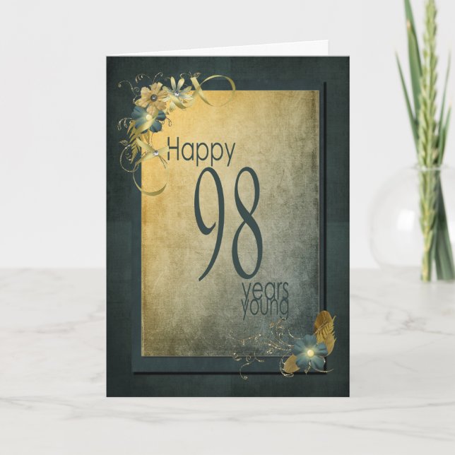 Cartão Moldura antiga para 98º aniversário (Frente)