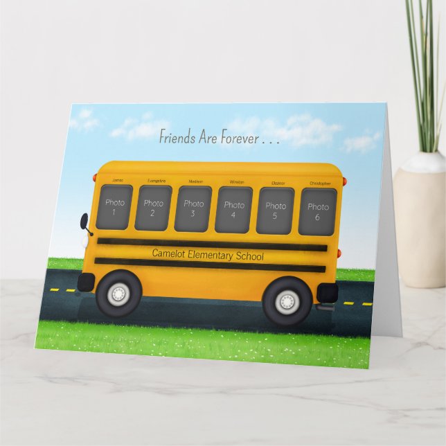 Cartão Moldura de Foto do Ônibus Escolar 6 Personalizada  (Frente)