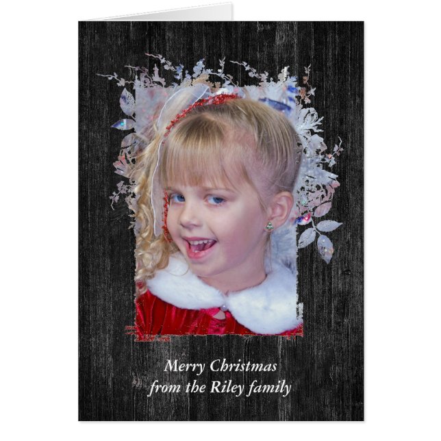 Cartão Moldura de Natal em madeira escura (Frente)