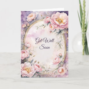 Cartão Moldura de Oval de Peony Rosa Elegante Fica Bem