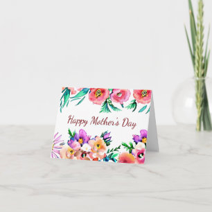 Cartão Moldura floral de aquarela de primavera brilhante 