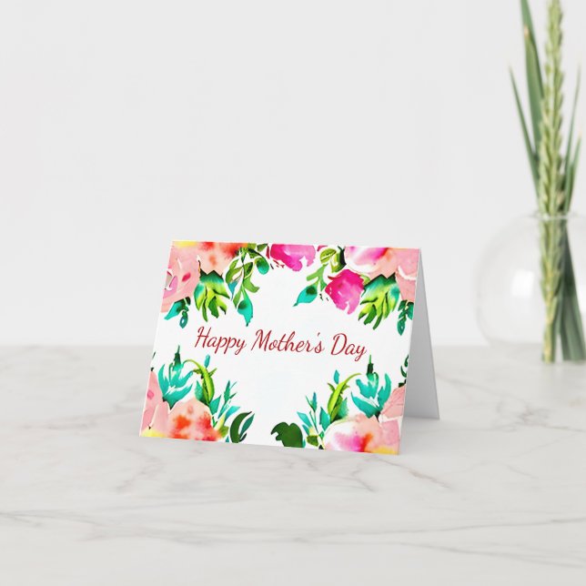 Cartão Moldura floral de aquarela personalizada (Frente)