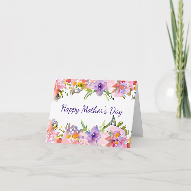 Cartão Moldura floral de primavera de aquarela pastel per (Frente)