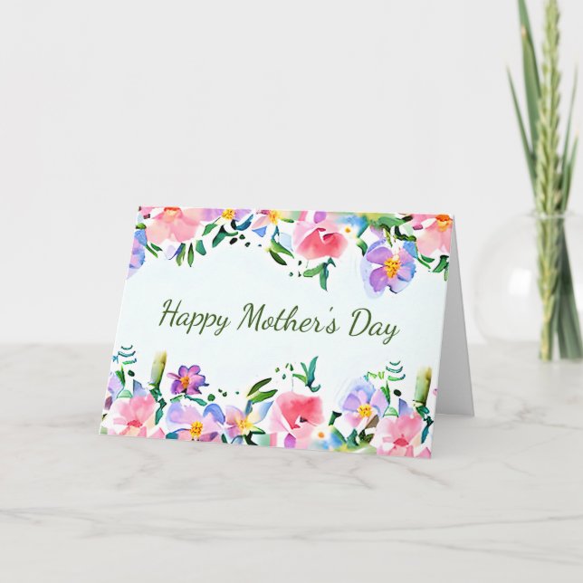 Cartão Moldura floral de primavera de aquarela personaliz (Frente)