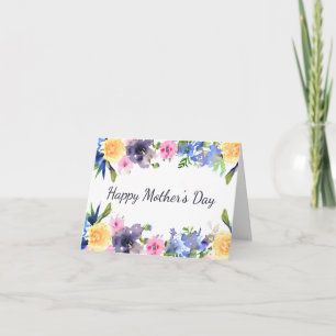 Cartão Moldura floral de primavera em aquarela personaliz