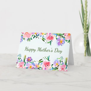 Cartão Moldura floral de primavera em aquarela personaliz