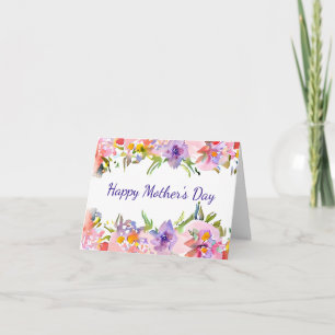 Cartão Moldura floral primavera aquarela pastel personali