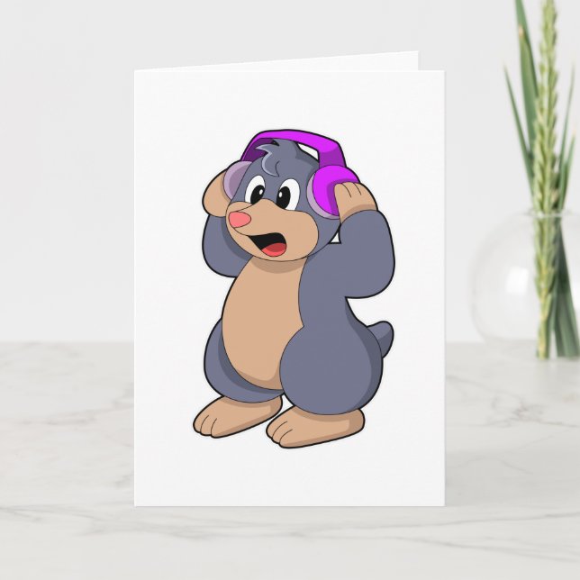 Cartão Mole at Music com fone de ouvido (Frente)