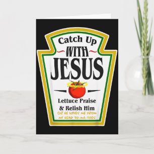 Cartão Molho de Tomate com Jesus Piada Cristã Religiosa