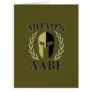 Cartão Molon Labe Spartan Helmet Laurels Olive Green