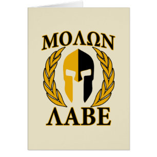Cartão Molon Labe Spartan Mask Laurels Beige Accent