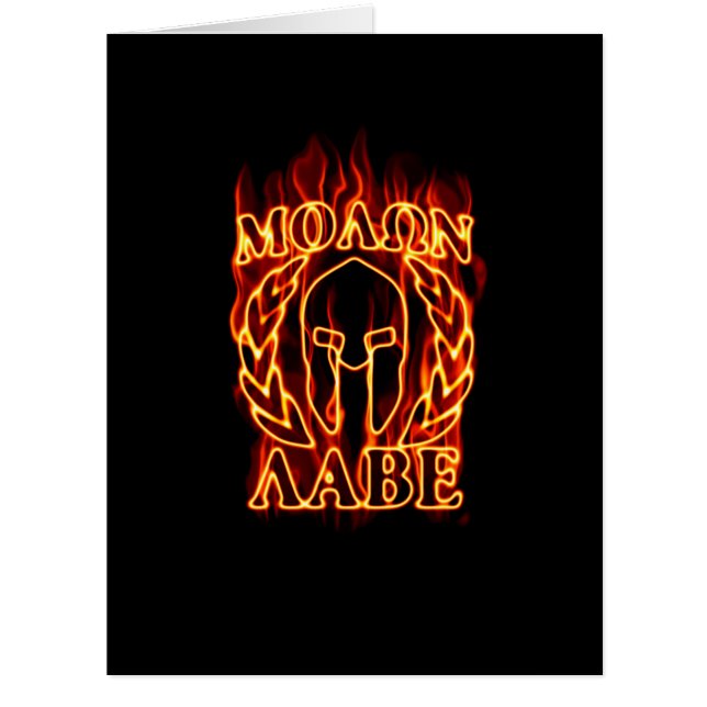 Cartão Molon Labe Spartan Warrior Laurels on Fire (Frente)
