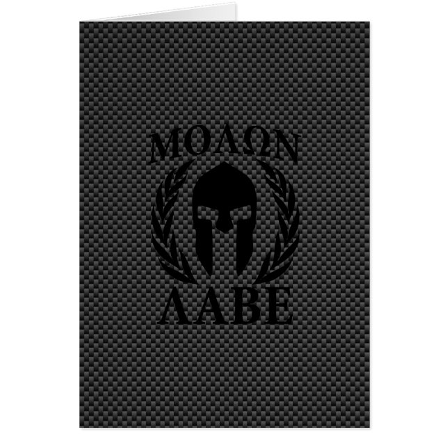 Cartão Molon Labe Warrior Laurels sobre Carbono Negro (Frente)