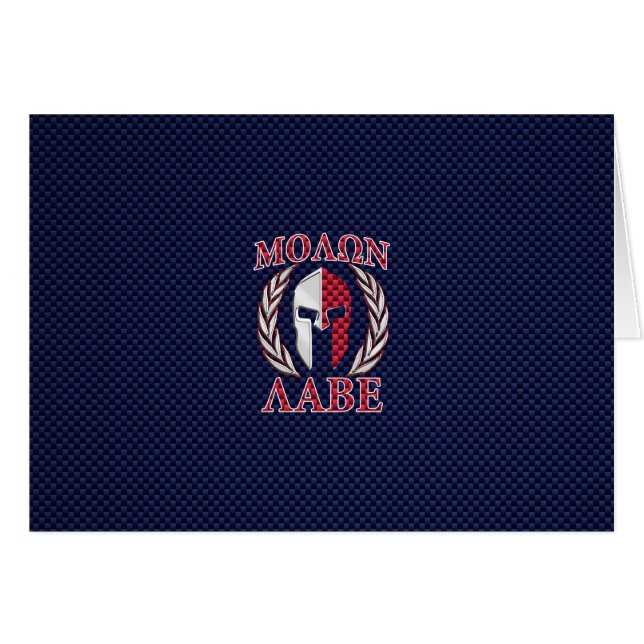 Cartão Molon Labe Warrior Mask Blue Carbon Fibra Impressã (Frente Horizontal)