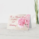 Cartão Mom 75th Birthday, Pink Carnations<br><div class="desc">A card for your mother's 75th birthday.</div>