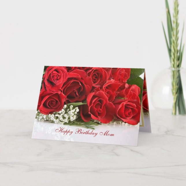 Cartão Mom Birthday card with red roses (Frente)