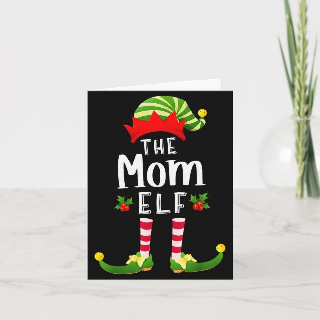 Cartão Mom Christmas Elf Matching Pajama X-mas Party  (Frente)