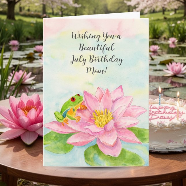 Cartão Mom Happy July Birthday with Waterlily (Criador carregado)