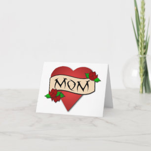 Cartão Mom heart tattoo Mother's Day card