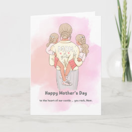 Cartão Mom of Girls Mother’s Day Card – Sweet Watercolor