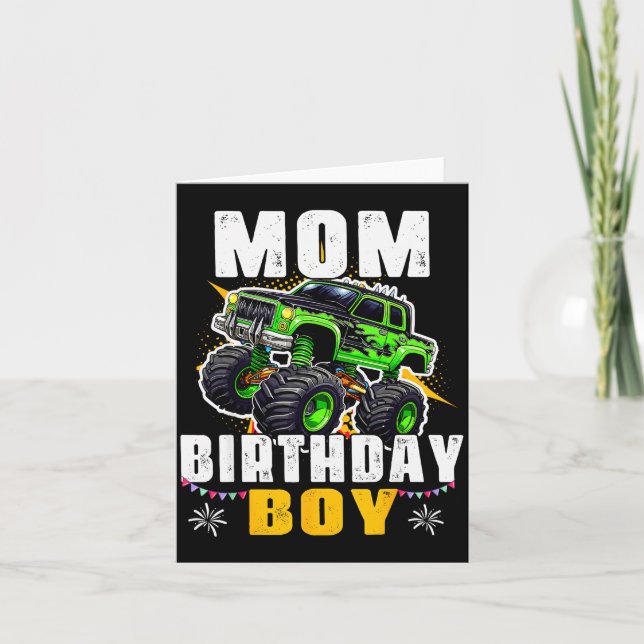 Cartão Mom Of The Birthday Boy Monster Truck Family Match (Frente)