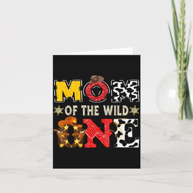 Cartão Mom Of The Wild One 1st Birthday Boy Western Cowbo (Frente)