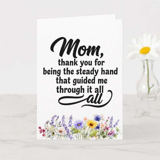 Cartão Mom Steady Hand Guided Me Watercolor Wildflower (Planta pequena)